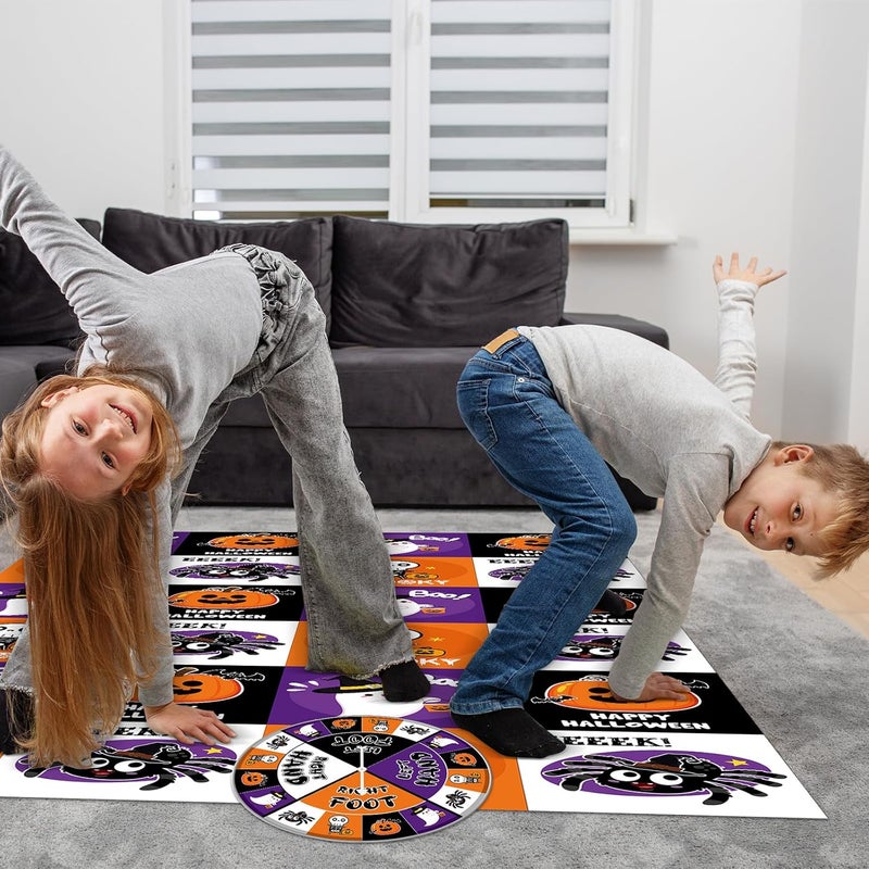 Civaner 3 Pcs Halloween Party Game for Kids with Spinner Halloween Conversation Party Twist Poses Mat Game with Conversation Mat Spinner for Classroom School - Image 4